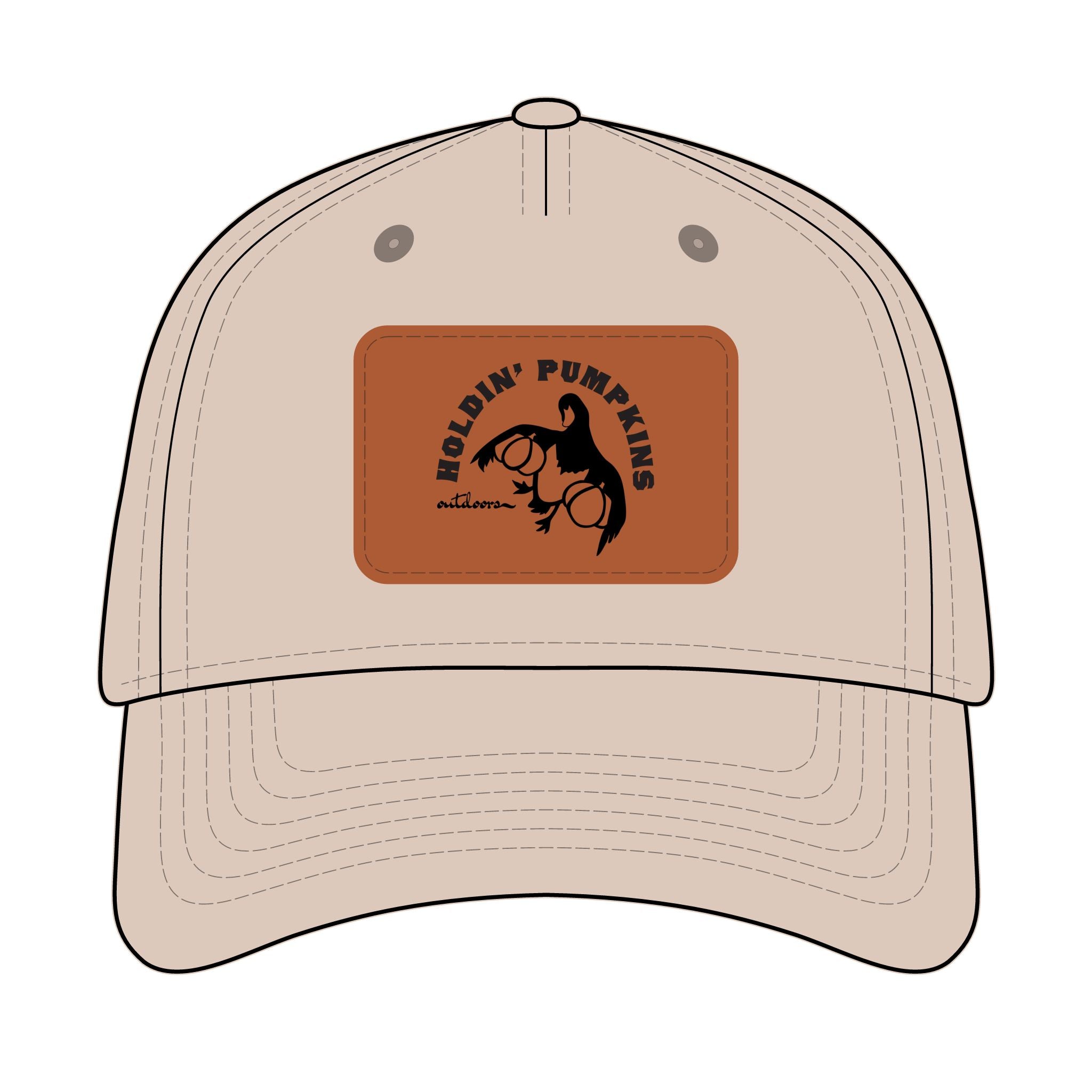 Leather Patch Baseball Cap — "Holdin' Pumpkins" Rustic Fall Hat